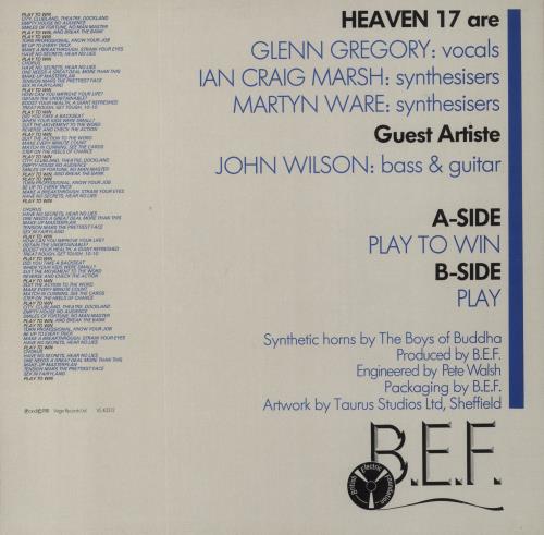 Heaven 17 Play To Win UK 12